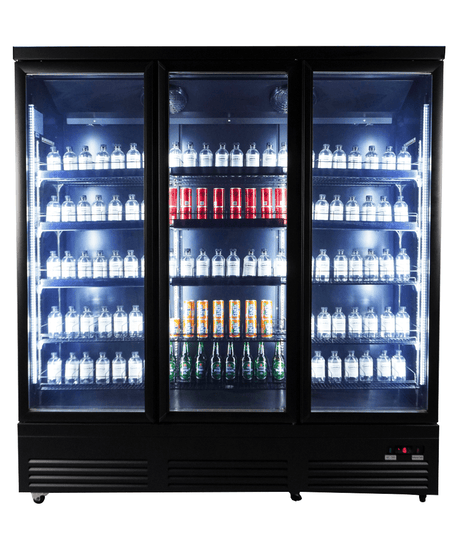 ХЛАДИЛНИК С 3 СТЪКЛЕНИ ВРАТИ ЧЕРЕН CEB-1600R BL