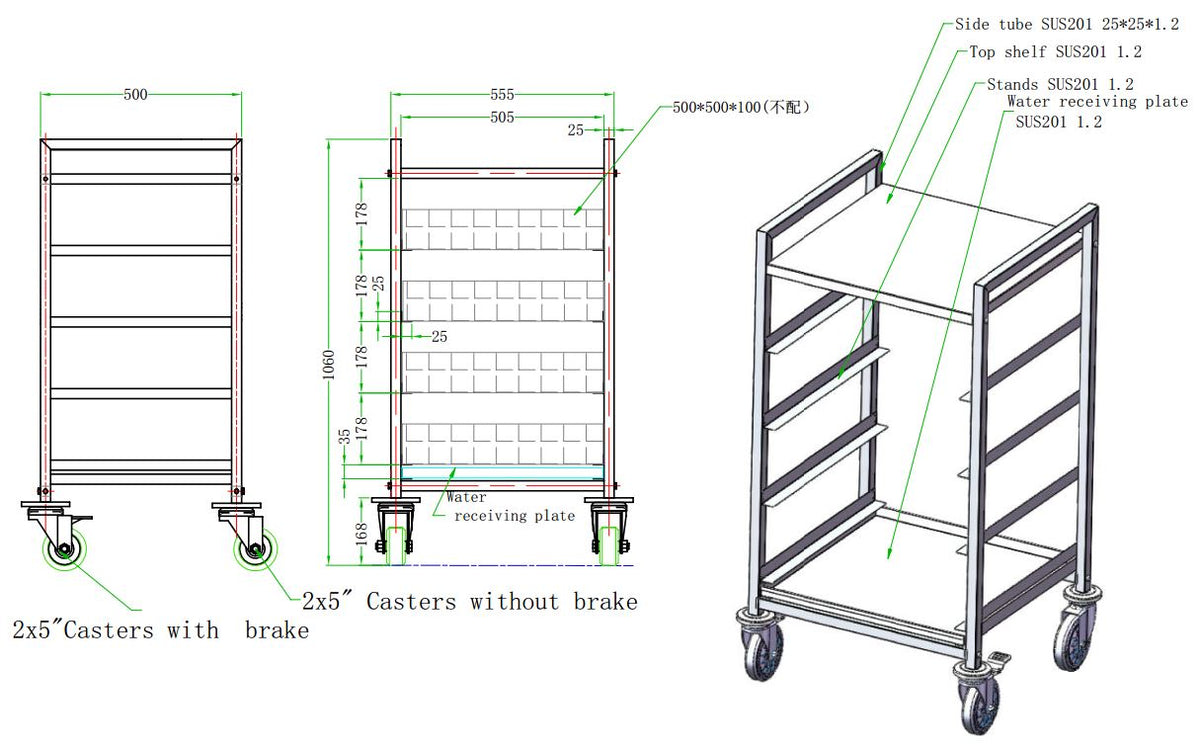 Geschirrkorbwagen / 555 × 500 × 1060 mm / Combisteel