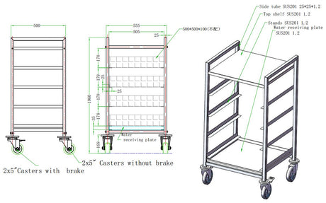 Geschirrkorbwagen / 555 × 500 × 1060 mm / Combisteel