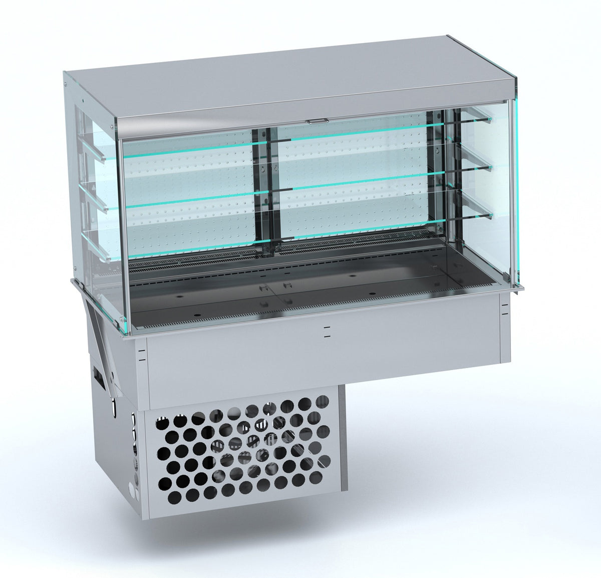 Einbaukühlvitrine / eckig / mit Rollvorhang / 4/1 GN / 1440 × 720 × 1430 mm / Combisteel