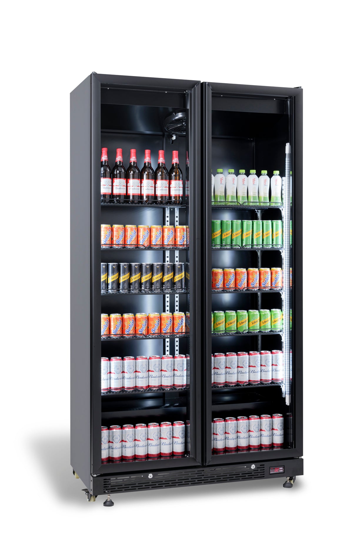 Kühlschrank 2 Glastüren Schwarz NAP-850