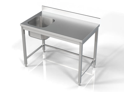 Spültisch ohne Grundboden & 1 Becken links / 1200 × 700 mm / Combisteel