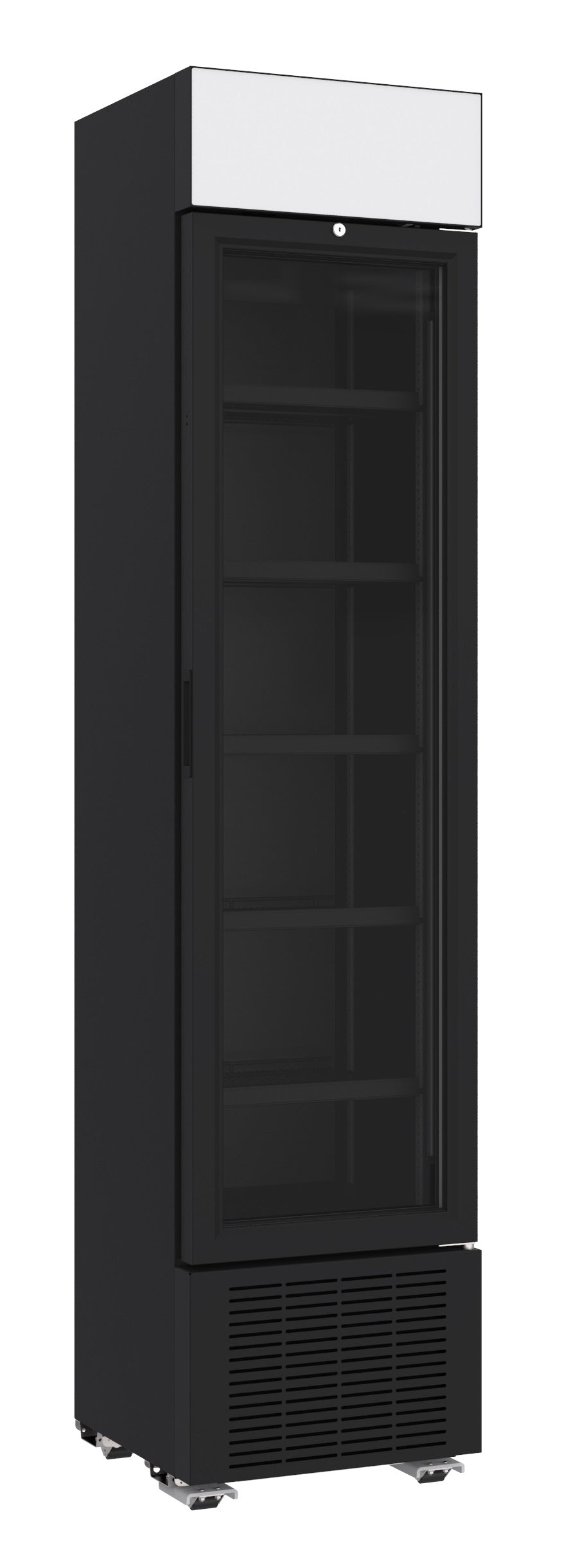 Slim Getränkekühlschrank 1 Tür Schwarz 232 L mit Werbedisplay