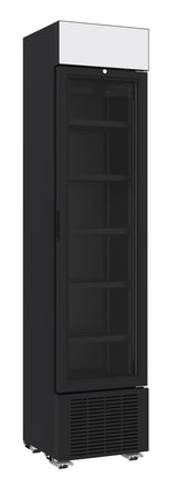 Slim Getränkekühlschrank 1 Tür Schwarz 232 L mit Werbedisplay