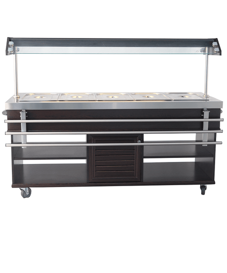 Warmes Buffet / 5 × 1/1 GN / Mahagoni / 1900 × 700 × 1400 mm / Combisteel