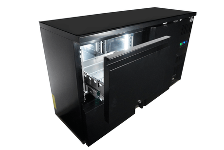 Bartheke 350 L mit 1 Tür und 2 Schubladen / Schwarz / Combisteel