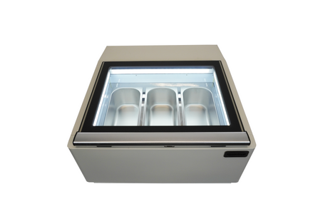 Speiseeisvitrine Tischmodell Bedienungsseite / Weiß / Combisteel