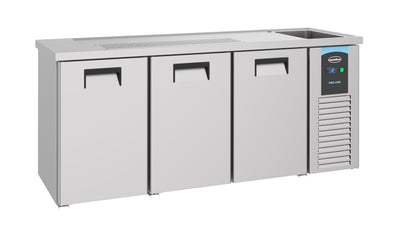 Biertheke 210 cm mit 3 Türen / Edelstahl / Combisteel