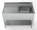 Spültisch mit Grundboden & 1 Becken rechts / 1200 × 600 mm / Combisteel