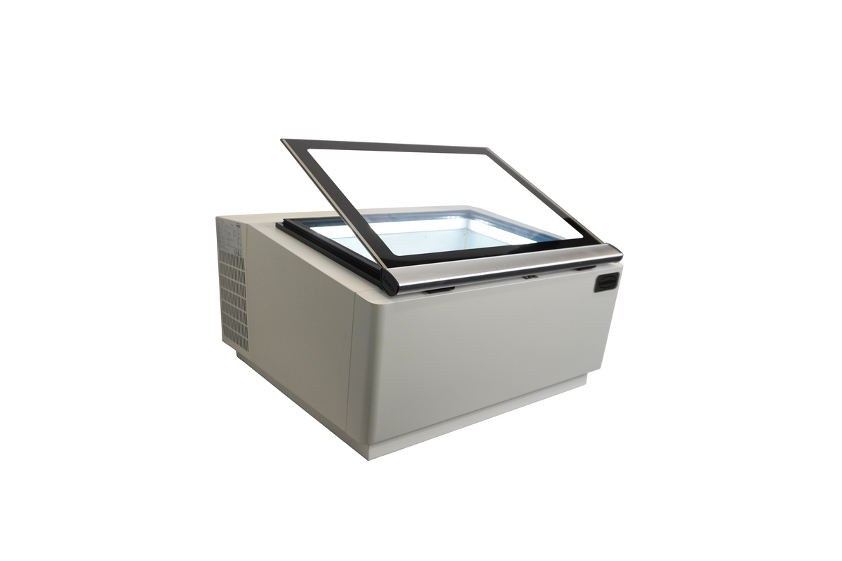 Speiseeisvitrine Tischmodell Bedienungsseite / Weiß / Combisteel