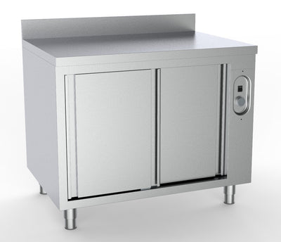Warmhalteschrank mit Aufkantung / 700 mm tief / 2000 mm breit / 2 Türen / +30 bis +80 °C / 1,5 kW / Combisteel
