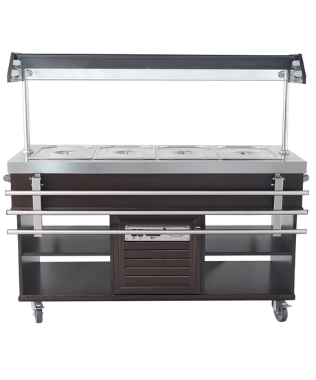Warmes Buffet / 4 × 1/1 GN / Mahagoni / 1500 × 700 × 1400 mm / Combisteel