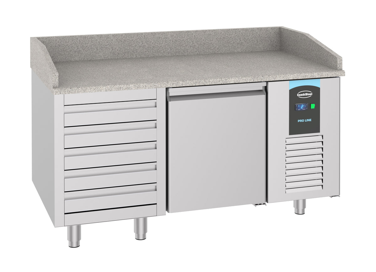 Pizzatisch / 1 Tür / 5 Schubladen / 380 L / Combisteel