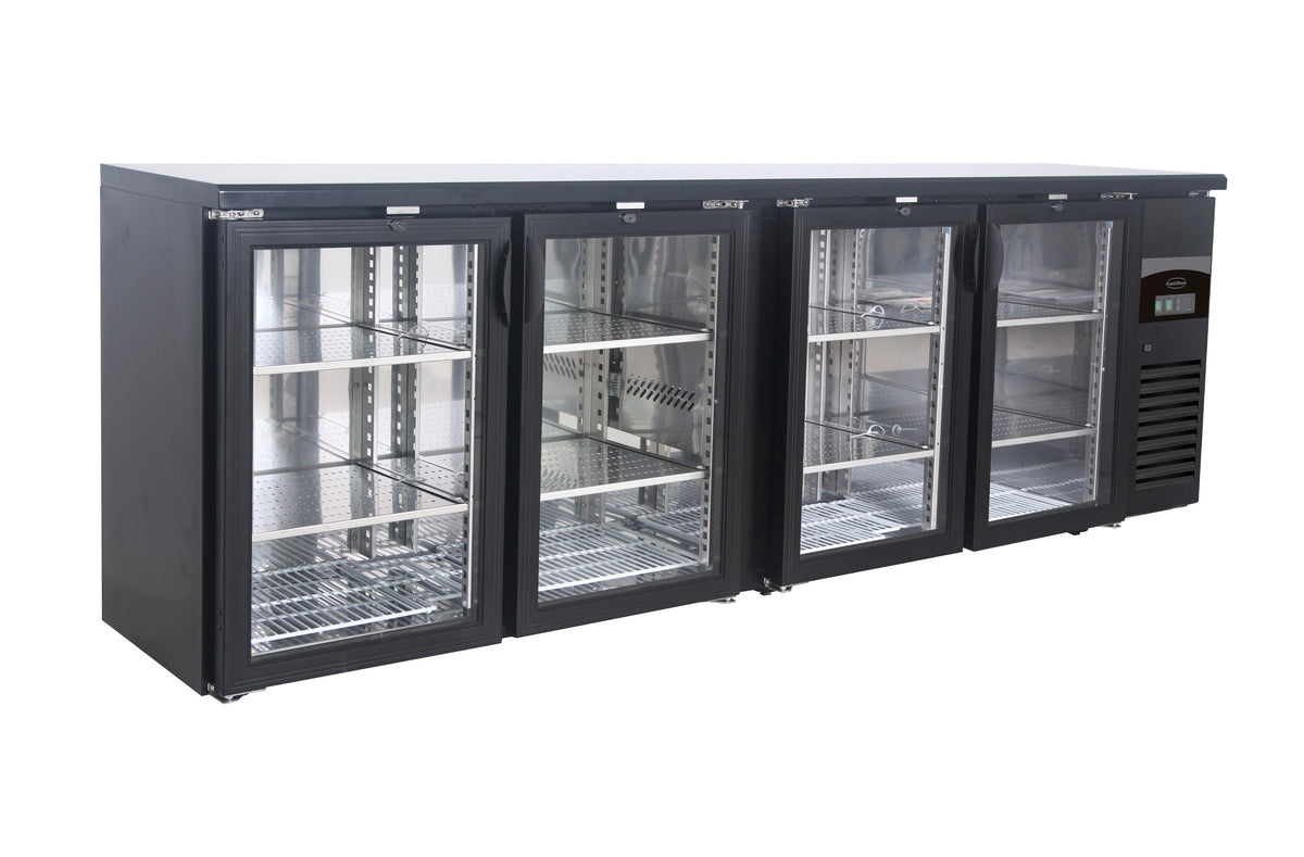 Barkühler 698 L mit 4 Glastüren / Schwarz / Combisteel
