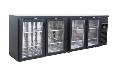Barkühler 698 L mit 4 Glastüren / Schwarz / Combisteel