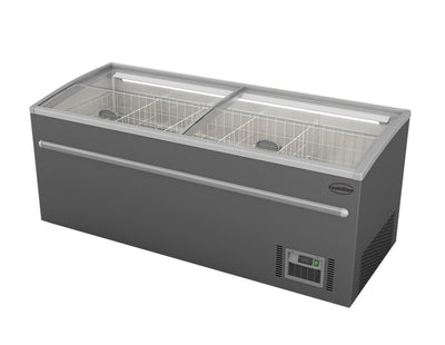 Supermarkt-Tiefkühltruhe / 850 L / mit Glas-Schiebedeckel / Grau / automatische Abtauung / Combisteel