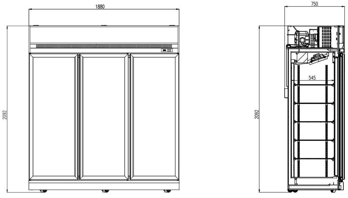 Getränkekühlschrank mit 3 Glastüren INS-1530R Weiß