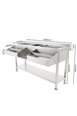 Cocktail-Bar-Station / 1600 mm / mit Spülbecken / Combisteel
