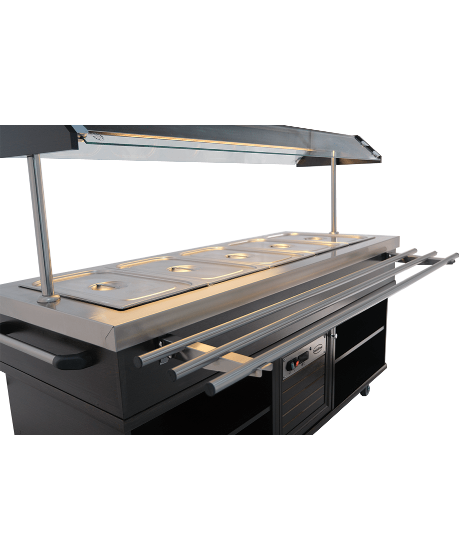 Warmes Buffet / 5 × 1/1 GN / Mahagoni / 1900 × 700 × 1400 mm / Combisteel