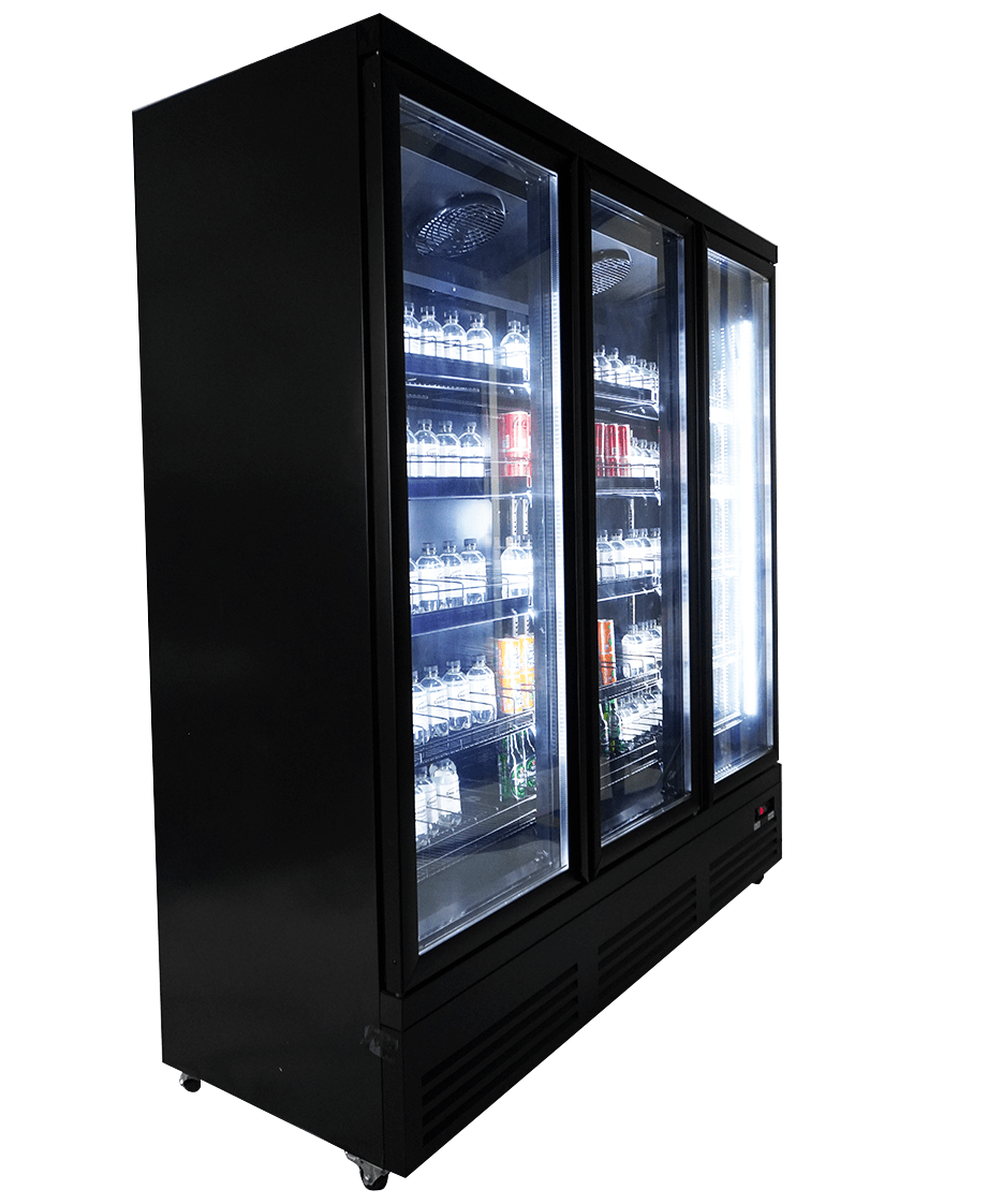 Getränkekühlschrank 3 Glastüren SCHWARZ CEB-1600R BL