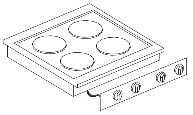 Elektro-Einbau-Kochfeld / 4 Kochzonen / 2x 2,6 / 2x 1,5 kW / 600 mm / Combisteel – professionelles Einbau-Kochfeld für Gastronomie