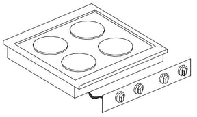 Elektro-Einbau-Kochfeld / 4 Kochzonen / 2x 2,6 / 2x 1,5 kW / 600 mm / Combisteel – professionelles Einbau-Kochfeld für Gastronomie