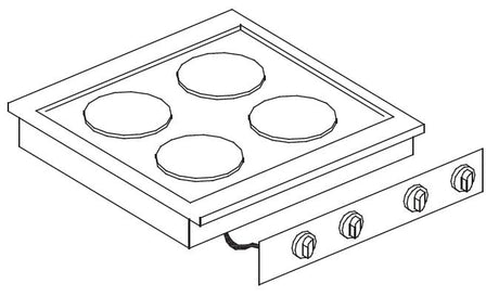 Elektro-Einbau-Kochfeld / 4 Kochzonen / 2x 2,6 / 2x 1,5 kW / 600 mm / Combisteel – professionelles Einbau-Kochfeld für Gastronomie