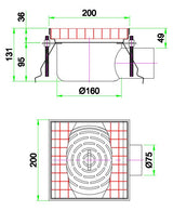 Bodenablauf / 200 × 200 × 131 mm / Combisteel
