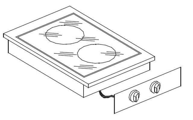 Glaskeramik-Einbau-Kochfeld / 2 Kochzonen / 1x 2,4 / 1x 1,8 kW / 400 mm / Combisteel – professionelles Einbau-Kochfeld für Gastronomie