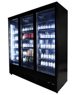 Getränkekühlschrank 3 Glastüren SCHWARZ CEB-1600R BL