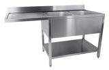 Spültisch mit Grundboden & 2 Becken rechts / für Spülmaschine / 1600 × 700 mm / Combisteel