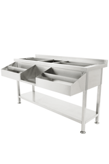 Cocktail-Bar-Station / 1600 mm / mit Spülbecken / Combisteel