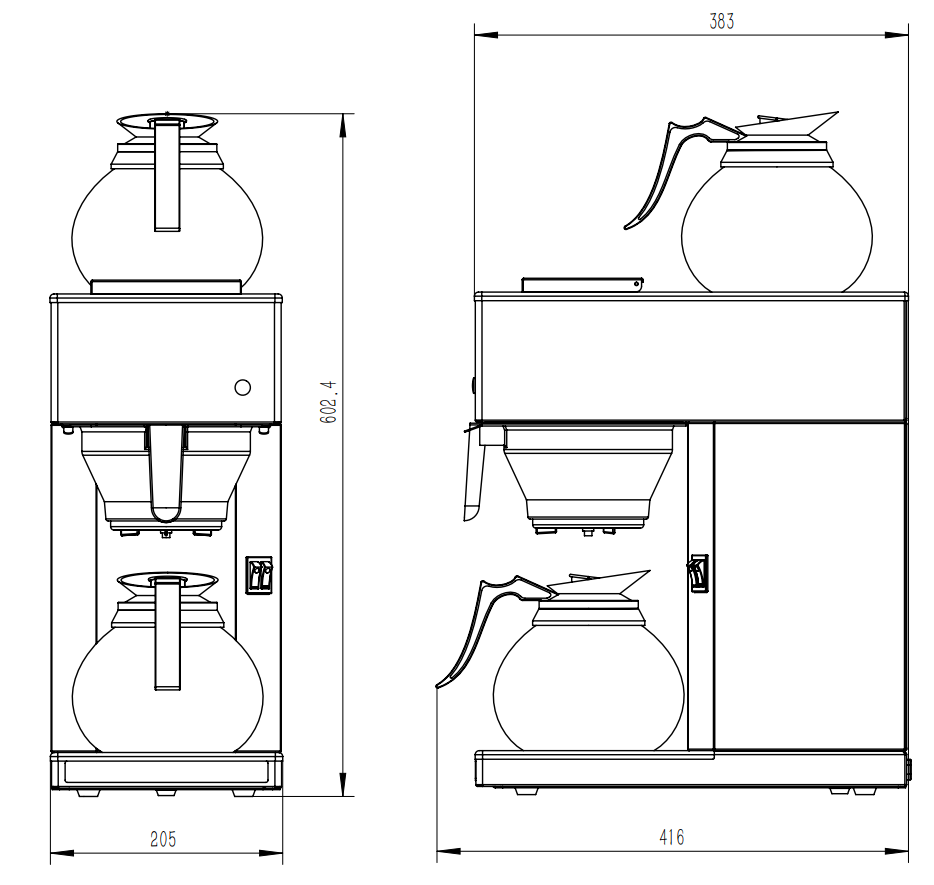 Filterkaffeemaschine / 2 Glaskannen / 1,8 L / Combisteel