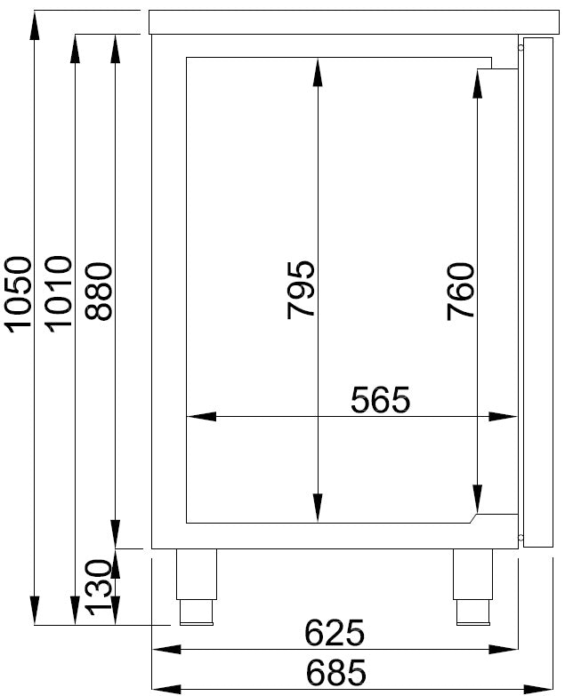 Biertheke 210 cm mit 3 Türen / Edelstahl / Combisteel