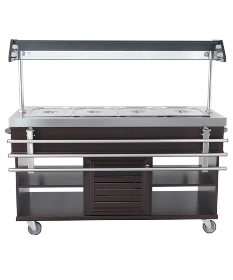 Warmes Buffet / 4 × 1/1 GN / Mahagoni / 1500 × 700 × 1400 mm / Combisteel