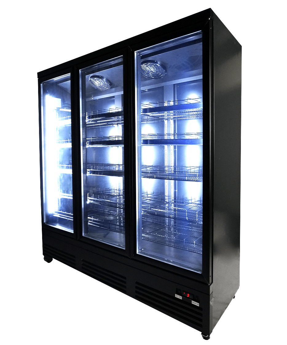 Getränkekühlschrank 3 Glastüren SCHWARZ CEB-1600R BL