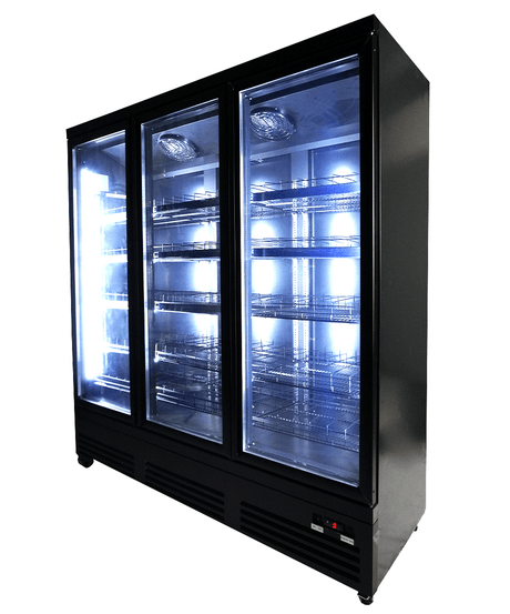 ХЛАДИЛНИК С 3 СТЪКЛЕНИ ВРАТИ ЧЕРЕН CEB-1600R BL