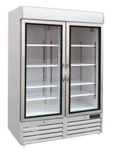 Tiefkühlschrank mit 2 Glastüren Weiß mit Leuchtkasten