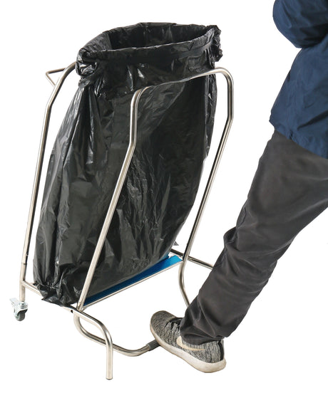 Müllsackhalter / mit Pedalsteuerung / Edelstahl 18/8 / 450 × 600 × 960 mm / Combisteel
