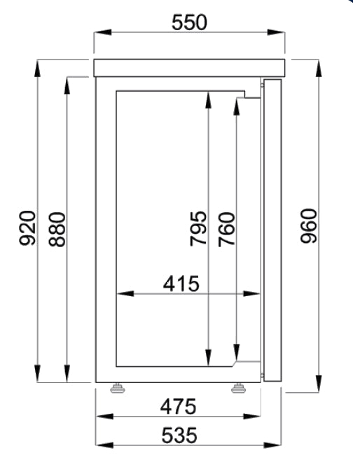 Combisteel Barkühler Schwarz / 4 Türen / 249 cm