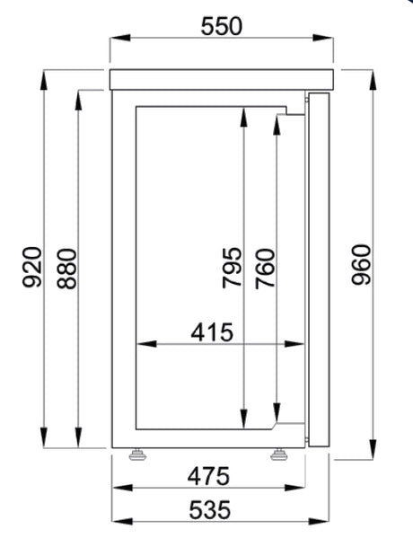 Combisteel Barkühler Schwarz / 3 Glastüren / 194 cm