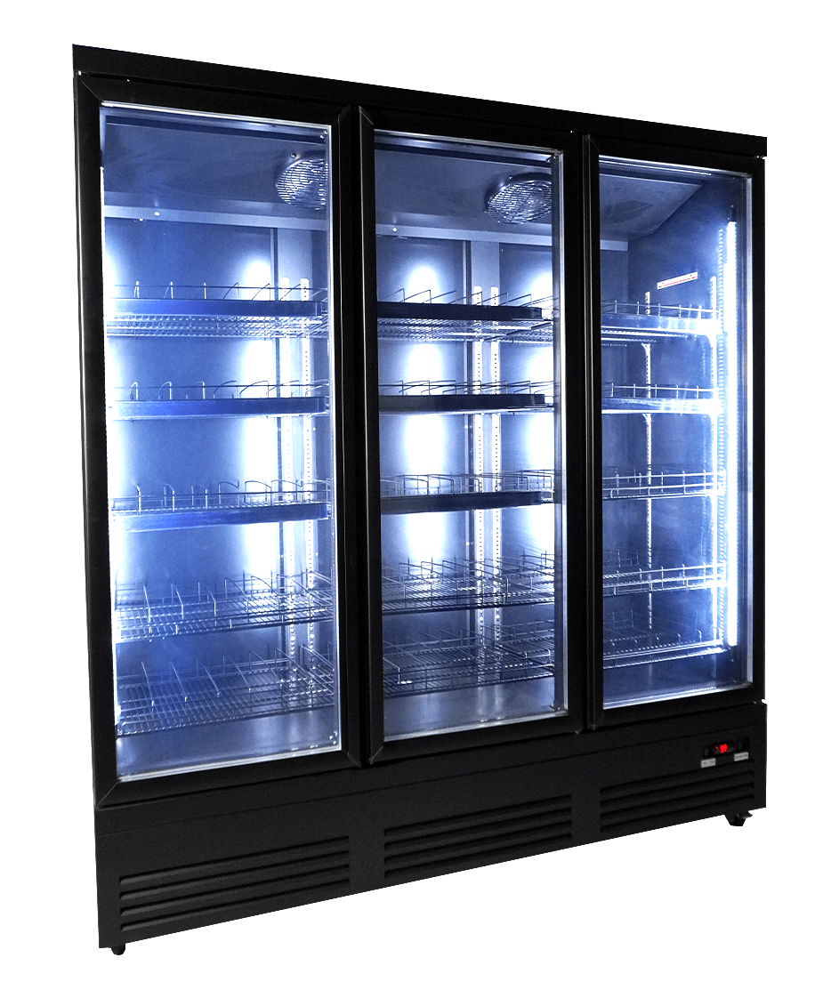 Getränkekühlschrank 3 Glastüren SCHWARZ CEB-1600R BL