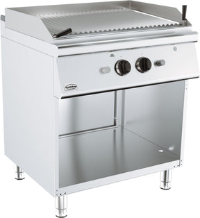 Gas-Lavasteingrill BASE 900 / 800 mm / 18 kW / Freistehend / Combisteel – für professionelle Gastronomie