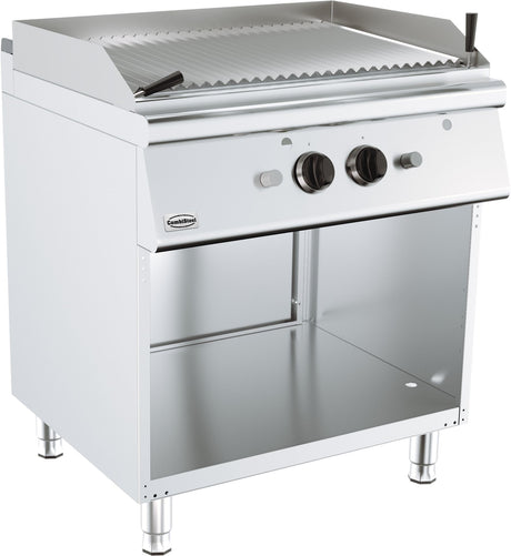 Gas-Lavasteingrill BASE 900 / 800 mm / 18 kW / Freistehend / Combisteel – für professionelle Gastronomie