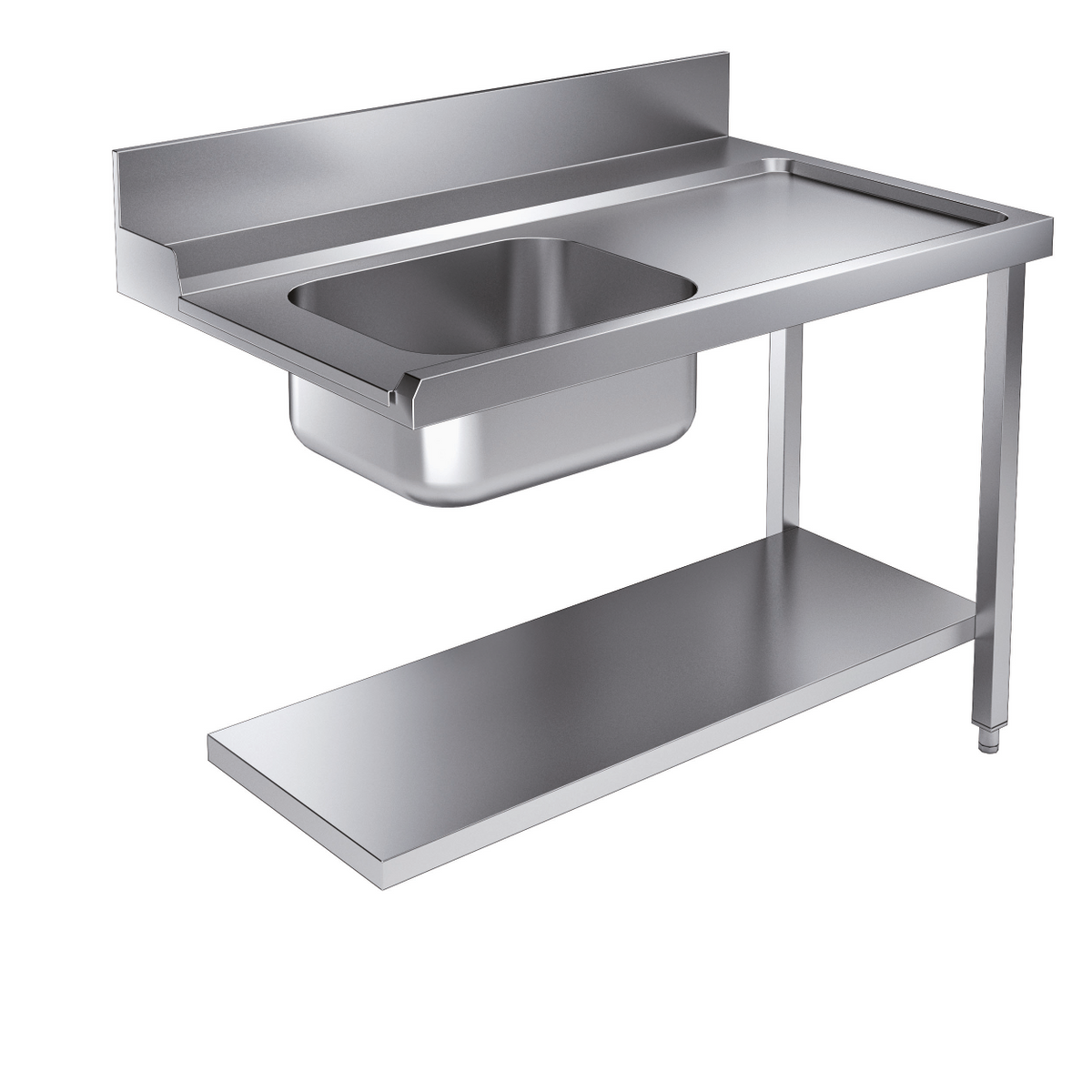 Zulauftisch mit Grundboden / 1200 × 800 mm / rechts / Combisteel