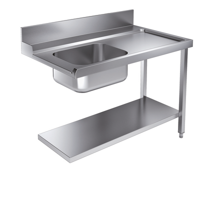 Zulauftisch mit Grundboden / 1200 × 800 mm / rechts / Combisteel