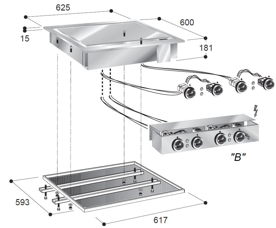 Elektrische Grillplatte / Glatt / 625 mm / 7,8 kW / 400 V / Combisteel – elektrische Grillplatte für Gastronomie