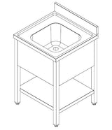 Spültisch mit Grundboden & 1 Becken mittig / 700 × 700 mm / Combisteel