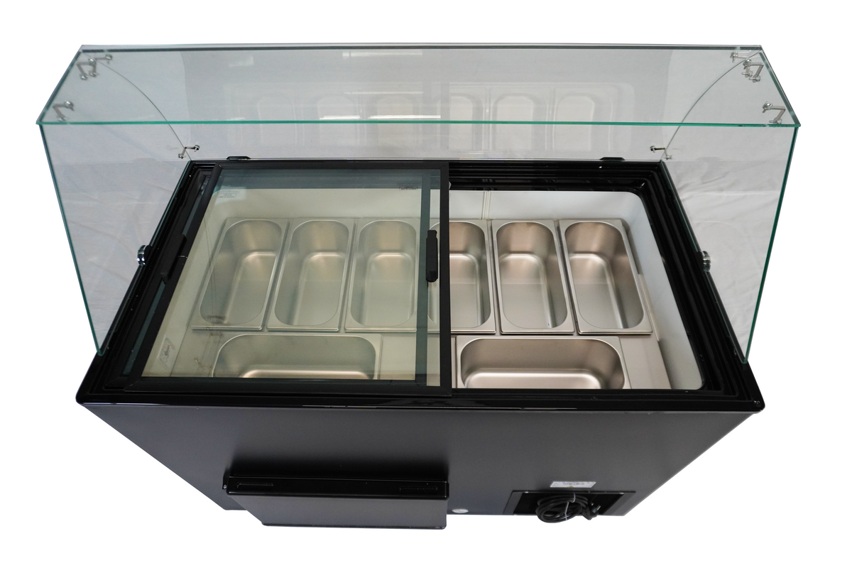 Speiseeisvitrine Java 8 x 5 L / Schwarz / Combisteel