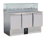 Pizzatisch / mit Glas / 3 Türen / 444 L / Combisteel